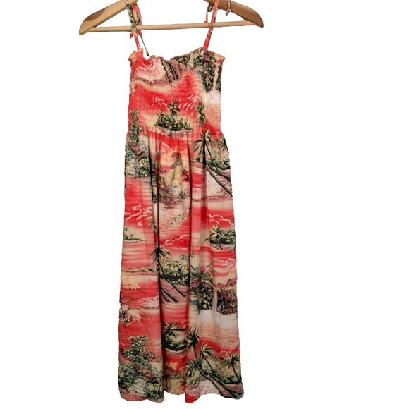 Puanani Hawaiian Dress XS Pink Tropical Aloha Beach Sleeveless Smocked Island - Picture 2 of 15